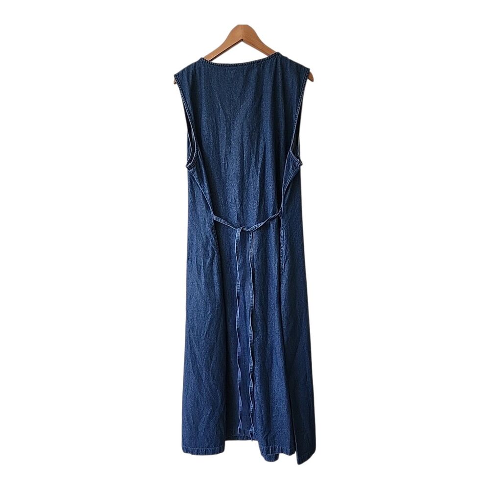 Vermont Country Store Denim Pintuck Jumper Woman's 1X Sleeveless Blue - Picture 4 of 7
